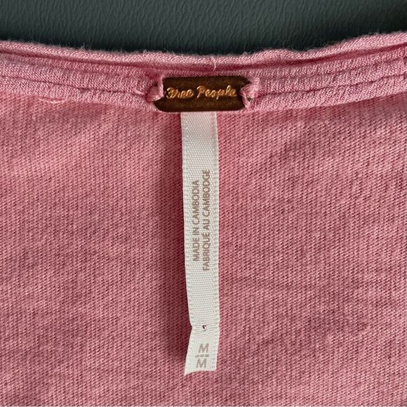Free People Kathy Smocked Long Sleeve Tee Blush Rose Size M - Picture 6 of 12